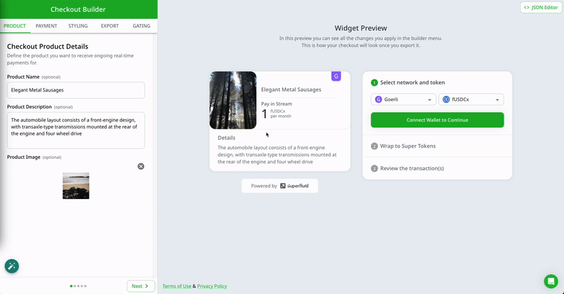 Quickstart: Your Web3 Subscriptions Checkout Widget by Superfluid – Nextra